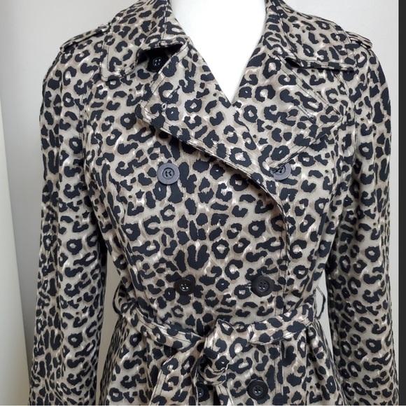 I.N.C. Leopard Print Ruffled Trench Coat - Picture 2 of 3